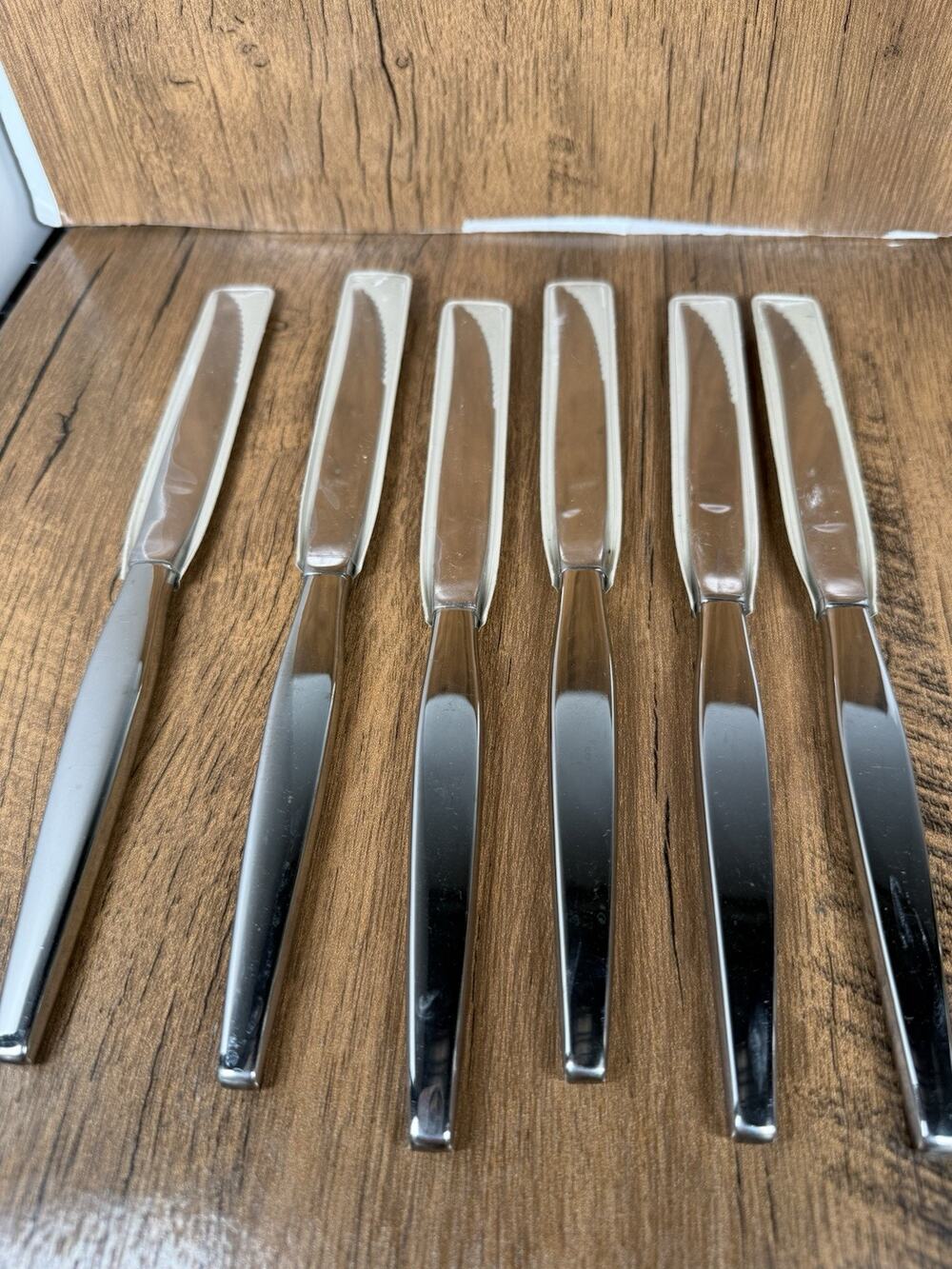 Set Of 6 Oneida Silver Older Satinique Hollow Handle Steak Knife Stainless